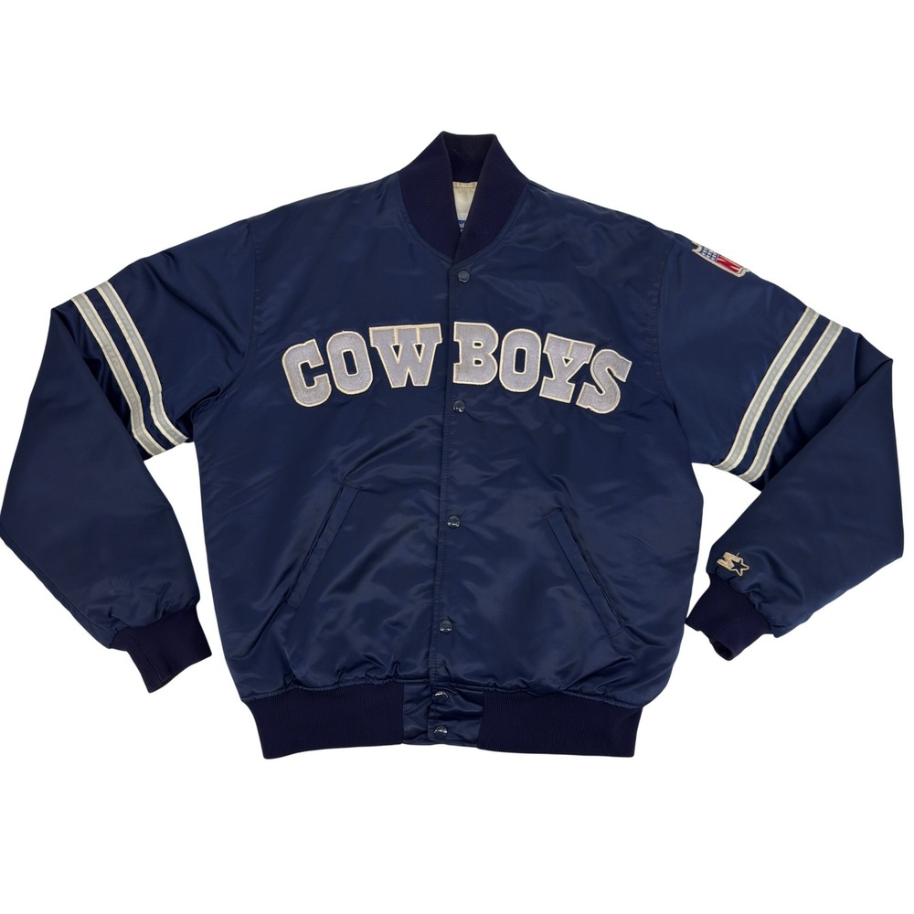 VTG Dallas Cowboys Starter Satin Bomber Jacket L NFL Football 90s Made in USA